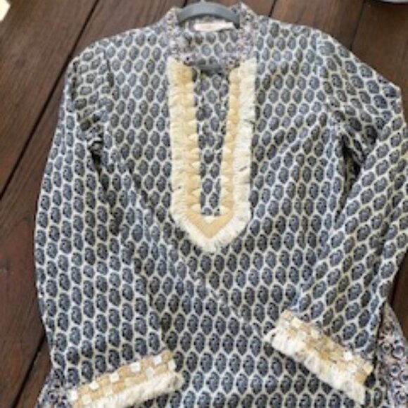 Tory Burch India Tunic Sz 8 Blue - Picture 1 of 16